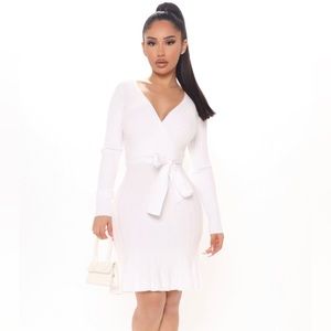 NWT white belted sweater dress size xs